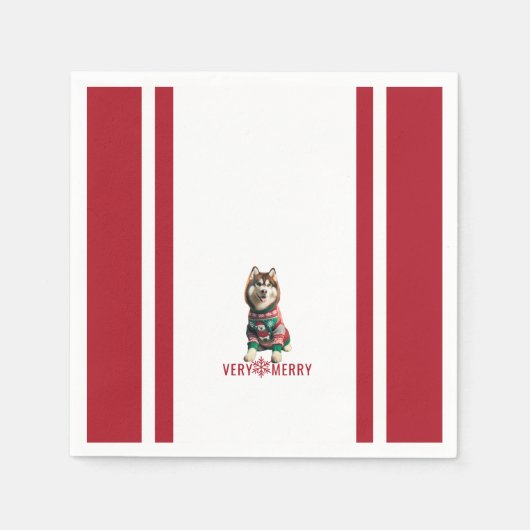 Siberian Husky Holiday Serviette (Vorderseite)