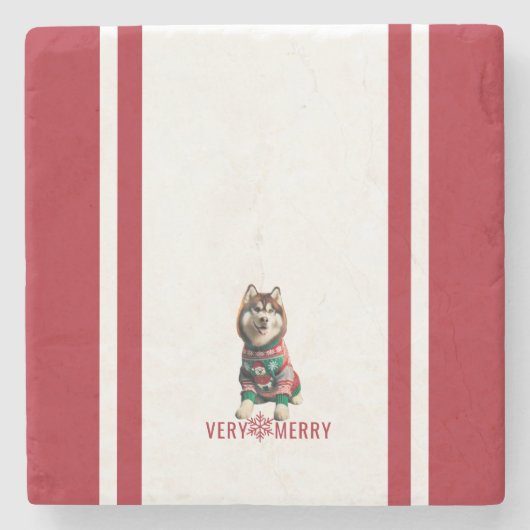 Siberian Husky Holiday Steinuntersetzer (Vorderseite)