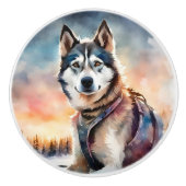 Siberian Husky Hund Keramik Pull Keramikknauf (Vorderseite)