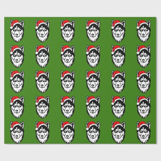 Siberian_Husky-Hund mit Weihnachtszeit-Weihnachtsm Geschenkpapier (Flach)