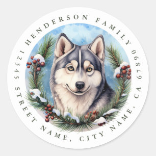 Siberian Husky Hund Round Stickers