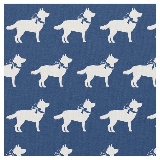 Siberian Husky Hund Silhouette Pet Navy Blue Stoff (Nahaufnahme)