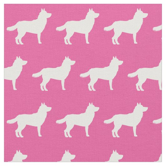 Siberian Husky Hund Silhouette Pet Pink Stoff (Nahaufnahme)