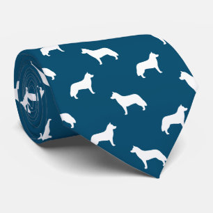 Siberian Husky Hund Silhouetten Muster Blau Krawatte