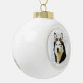 Siberian Husky Hund Wasserkunst Keramik Kugel-Ornament (Links)