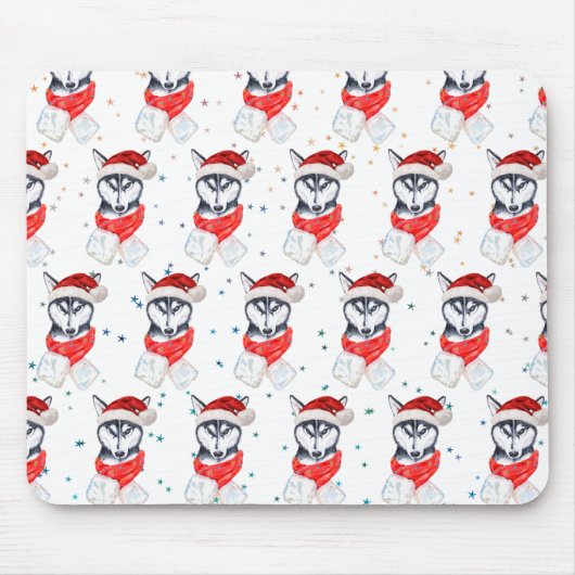 Siberian Husky Hund züchten Weihnachtsstars Mousepad (Vorne)