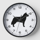 Siberian Husky Hunde Silhouette Uhr (Vorderseite)