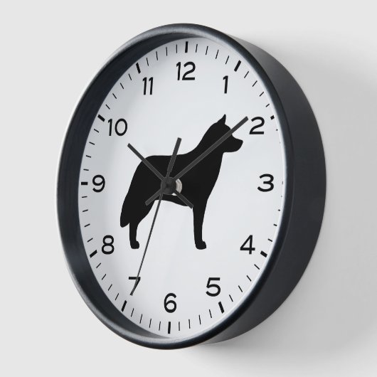 Siberian Husky Hunde Silhouette Uhr (Winkel)