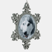 Siberian Husky Huskybild Huskykopf Schneeflocken Zinn-Ornament (Links)