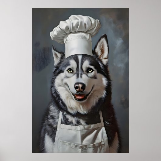 Siberian Husky In Chefs Hat Poster, Pet Poster (Vorne)