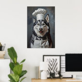 Siberian Husky In Chefs Hat Poster, Pet Poster (Heimbüro)