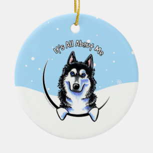 Siberian Husky its all About Me Christmas Keramik Ornament