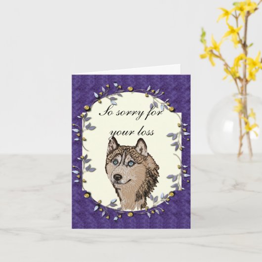 Siberian Husky Karte (Gelbe Blume)