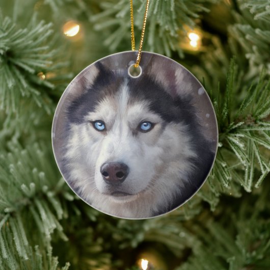 Siberian Husky Keramik Ornament (Baum)