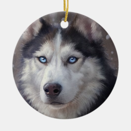 Siberian Husky Keramik Ornament (Vorne)