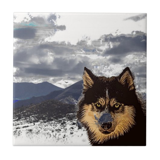 Siberian Husky Keramik Tile Fliese (Vorderseite)
