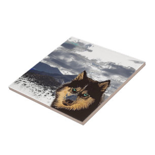 Siberian Husky Keramik Tile Fliese