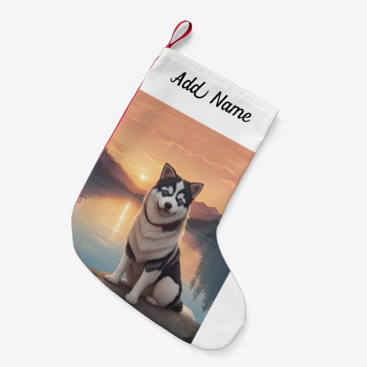 Siberian Husky Kleiner Weihnachtsstrumpf (Vorderansicht (hängend))