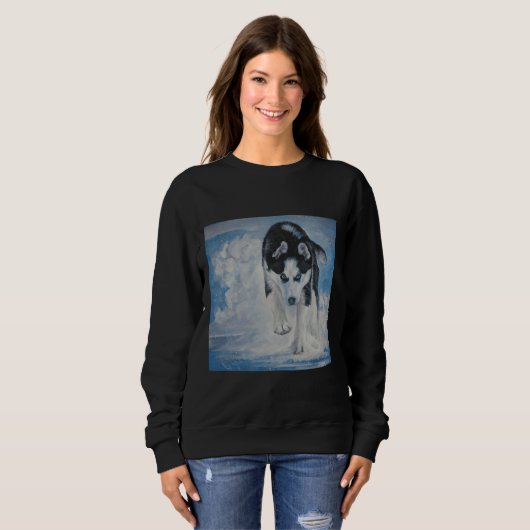Siberian Husky Kunsthandwerk Sweatshirt (Vorne ganz)
