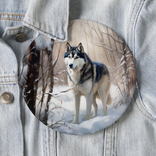 Siberian Husky Lass es Weihnachten schneejang Button (Beispiel)