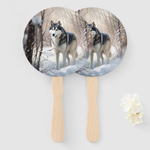 Siberian Husky Lass es Weihnachten schneejang Fächer