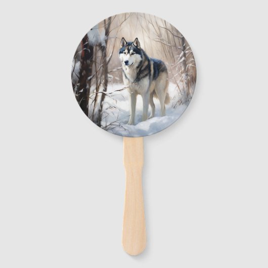 Siberian Husky Lass es Weihnachten schneejang Fächer (Vorderseite)