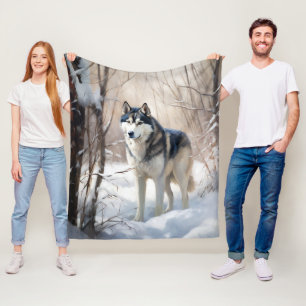 Siberian Husky Lass es Weihnachten schneejang Fleecedecke