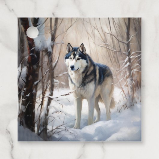 Siberian Husky Lass es Weihnachten schneejang Geschenkanhänger (Vorderseite)