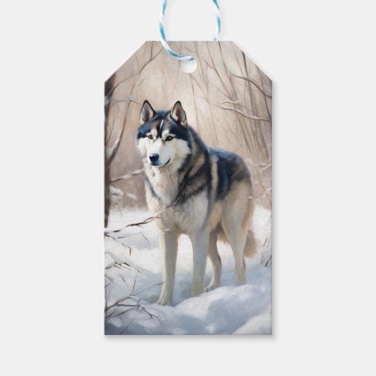 Siberian Husky Lass es Weihnachten schneejang Geschenkanhänger (Vorderseite)