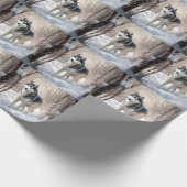 Siberian Husky Lass es Weihnachten schneejang Geschenkpapier (Ecke)