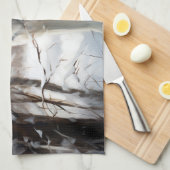 Siberian Husky Lass es Weihnachten schneejang Geschirrtuch (Viertel Falte)