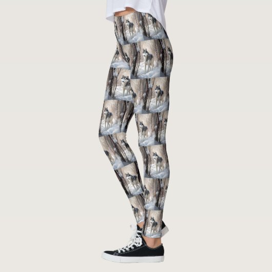 Siberian Husky Lass es Weihnachten schneejang Leggings (Links)