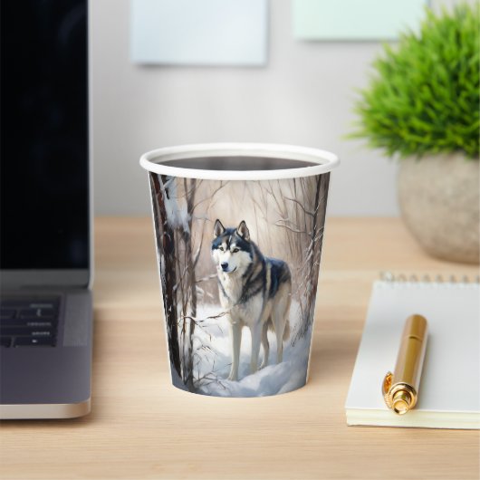 Siberian Husky Lass es Weihnachten schneejang Pappbecher (InSitu)
