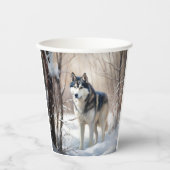 Siberian Husky Lass es Weihnachten schneejang Pappbecher (Vorderseite)