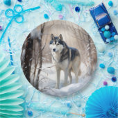 Siberian Husky Lass es Weihnachten schneejang Pappteller (Party)