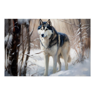 Siberian Husky Lass es Weihnachten schneejang Poster