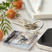 Siberian Husky Lass es Weihnachten schneejang Schlüsselanhänger (Vorderseite rechts)