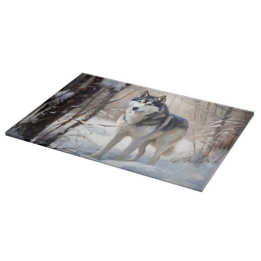 Siberian Husky Lass es Weihnachten schneejang Schneidebrett (Ecke)