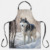Siberian Husky Lass es Weihnachten schneejang Schürze (Vorderseite)