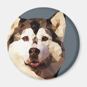 Siberian Husky Low Poly Art Magnet (Vorne)