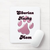 Siberian Husky Mama Pink Pawprint Mousepad (Mit Mouse)