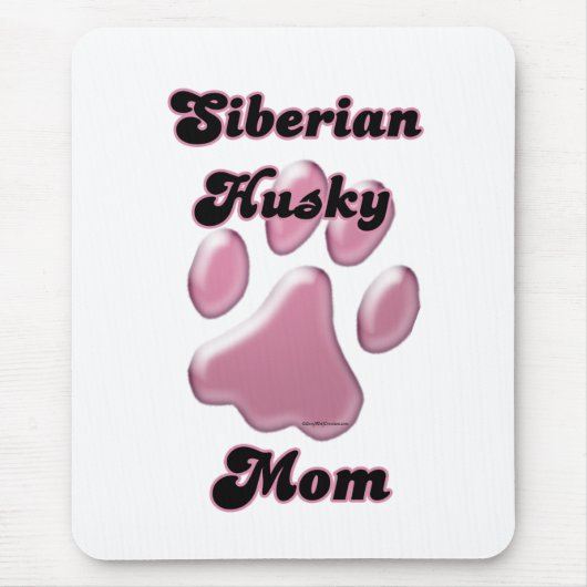 Siberian Husky Mama Pink Pawprint Mousepad (Vorne)