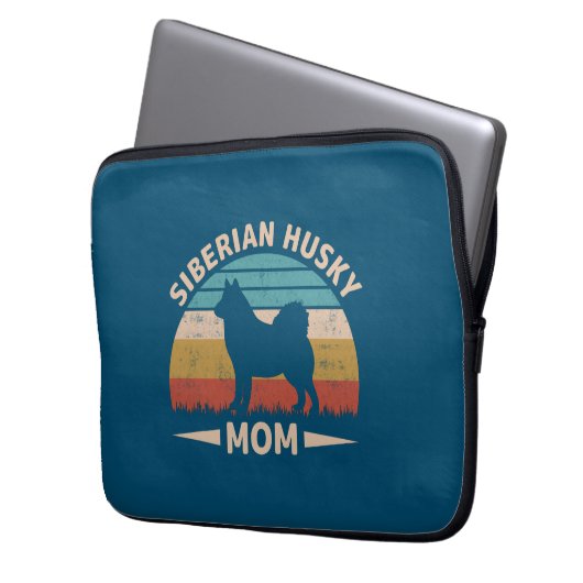 Siberian Husky Mama Special Bond Husky Mama Laptopschutzhülle (Vorderseite Links)