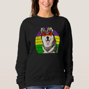 Siberian Husky Mardi Gras Party Dog Maskenperlen Sweatshirt