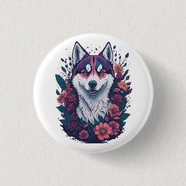 Siberian Husky Mens Button