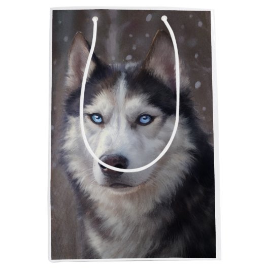 Siberian Husky Mittlere Geschenktüte (Vorderseite)