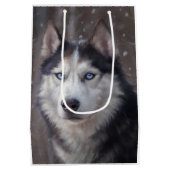 Siberian Husky Mittlere Geschenktüte (Rückseite)