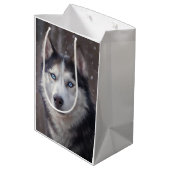 Siberian Husky Mittlere Geschenktüte (Rückseite Schrägansicht)