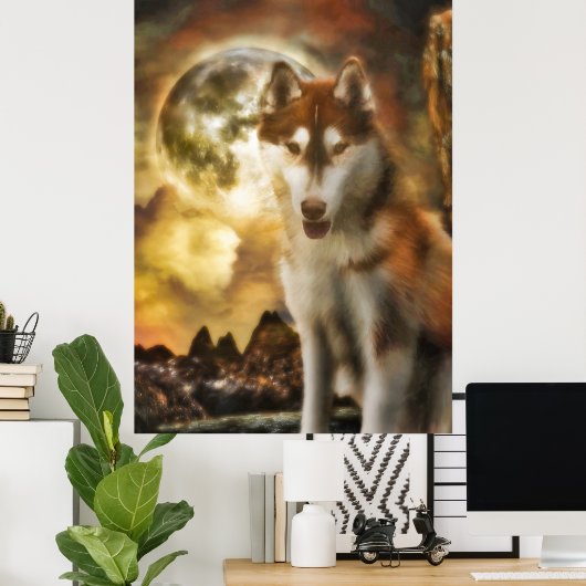 SIBERIAN HUSKY MOON KINGDOM POSTER (Heimbüro)