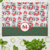 Siberian Husky Muster Monogram Christmas Dog Geschirrtuch (Gefaltet)
